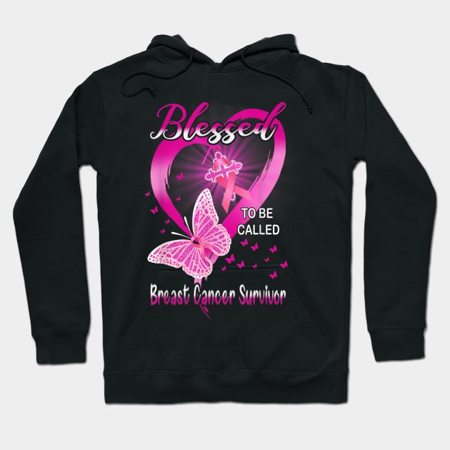 Style Cancer Breast Cancer Survivor Pink Butterfly Blessed To Be Called Hoodie by Christyn Evans